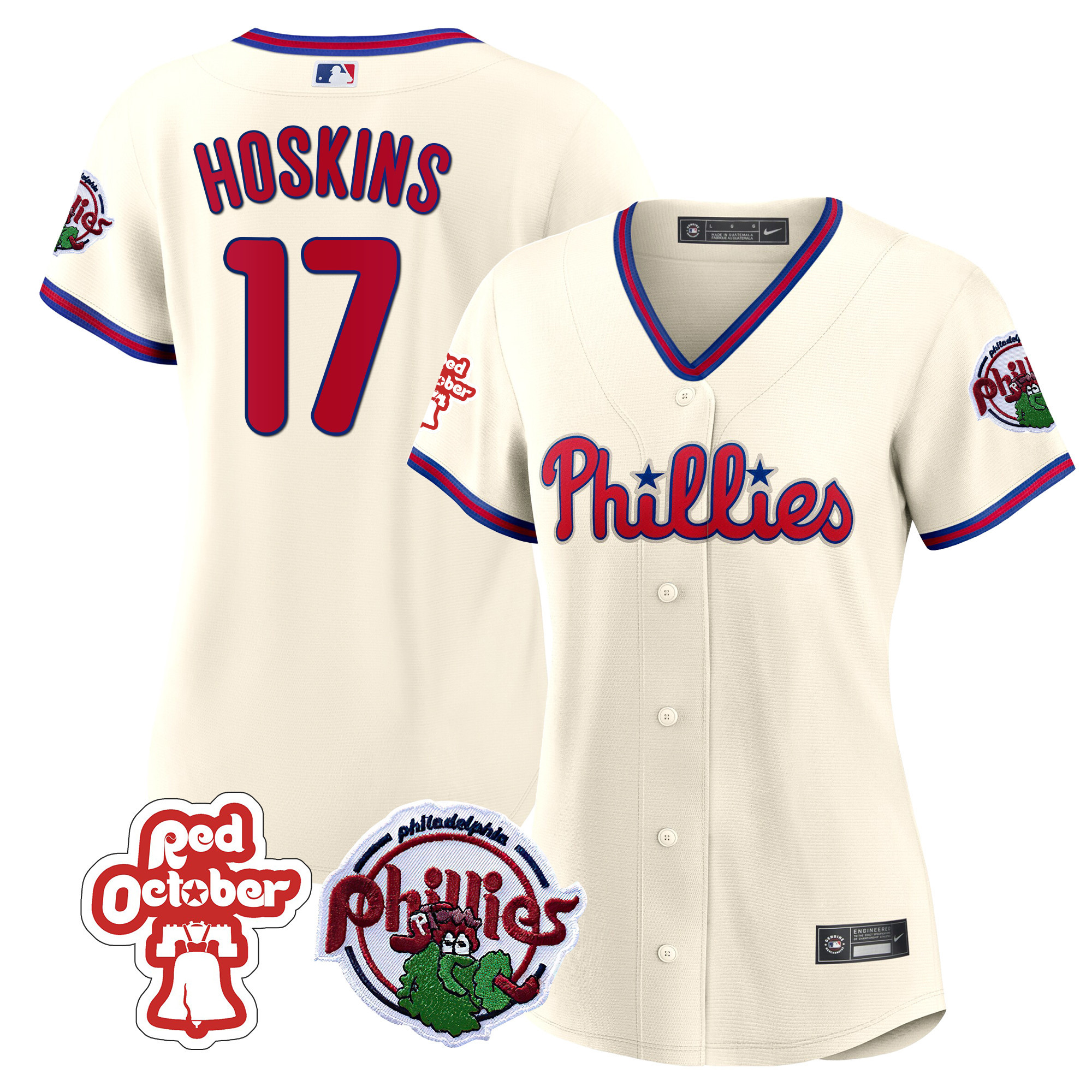Rhys Hoskins Women's Philadelphia Phillies Red October Patch Cream Jersey - All Stitched