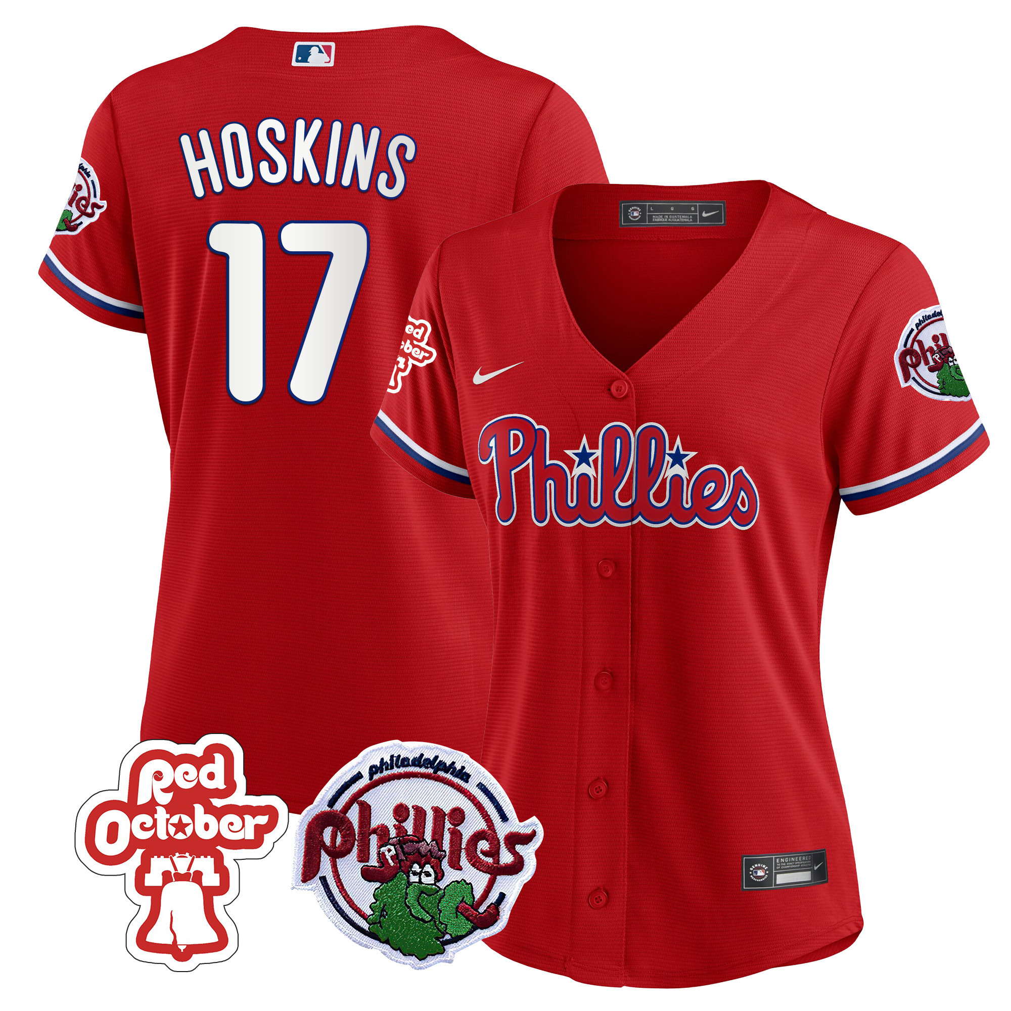 Rhys Hoskins Women's Philadelphia Phillies Red October Patch Jersey - All Stitched