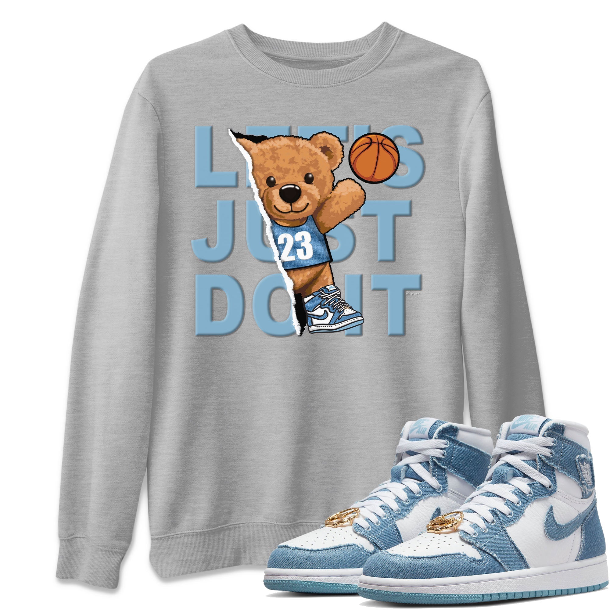Rib Out Bear Unisex Sweater – Air Jordan 1 Denim, Sneakers Matching Sweater