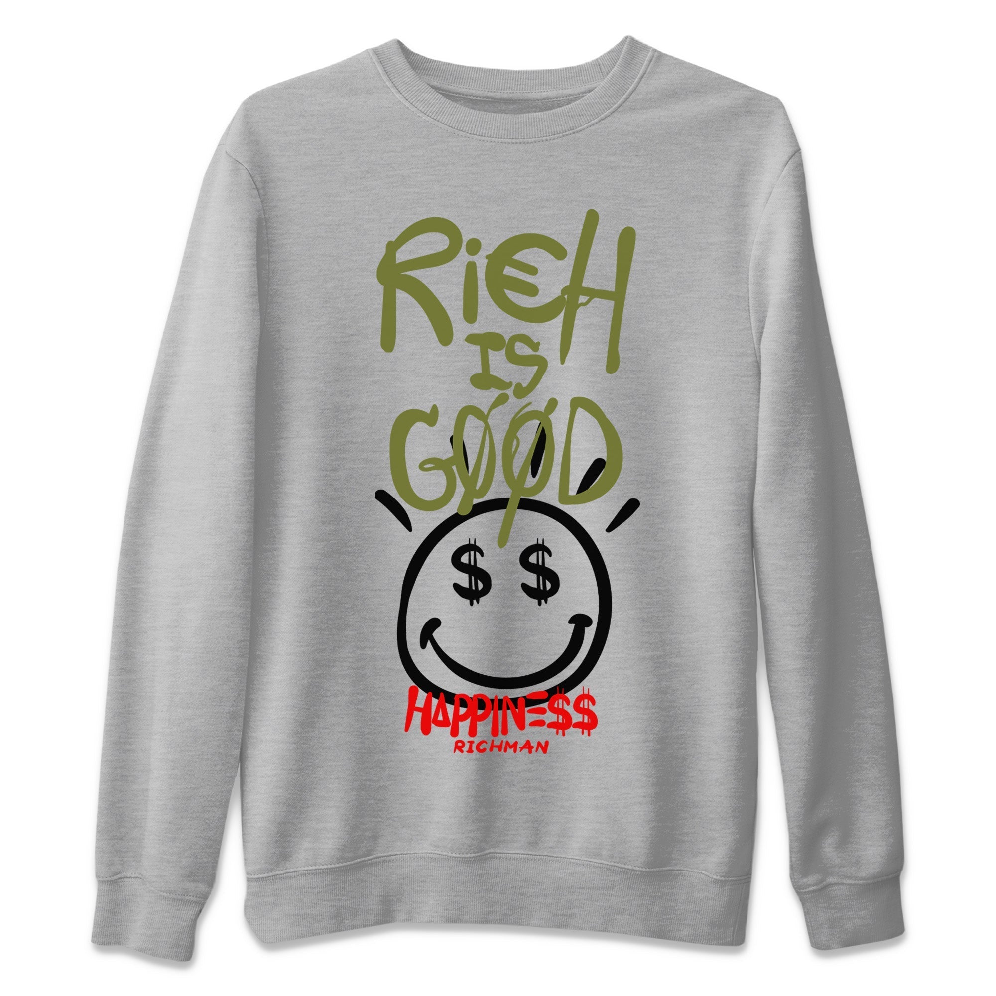 Rich Is Good Unisex Sweater – Air Jordan 1 Travis Scott Olive, Sneakers Matching Sweater