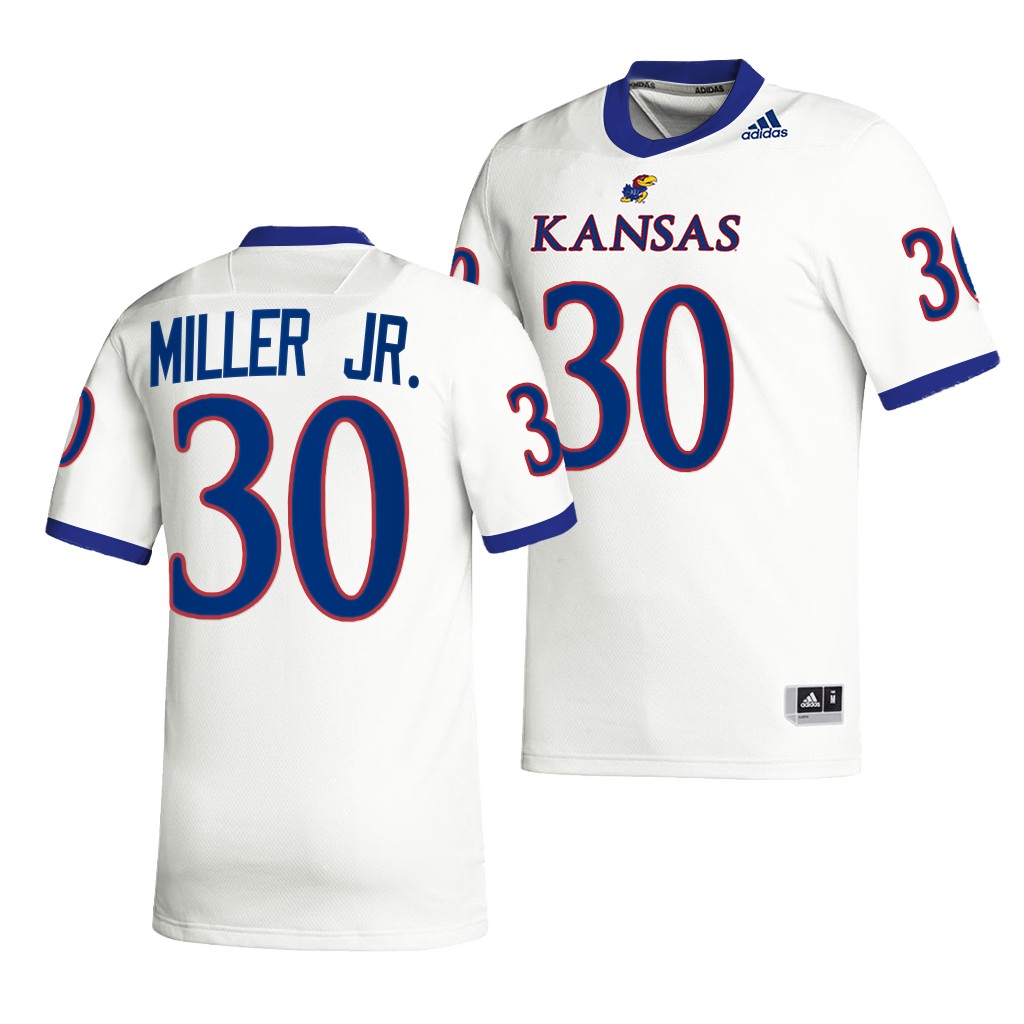 Rich Miller Jr. Kansas Jayhawks 2022 Premier Jersey Men's White #30 Uniform