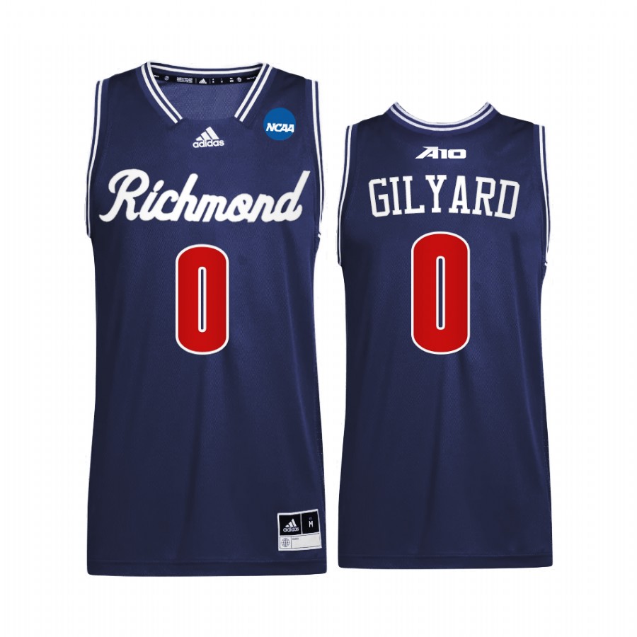 Richmond Spiders Jacob Gilyard Jersey 2022 NCAA March Madness Navy Uniform