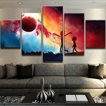 Rick And Morty “Colorful Out Of This World Planet” – Cartoon Canvas Art Wall Decor