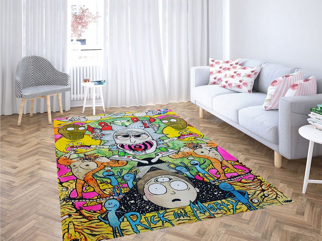 Rick And Morty Chaos Colorful Living Room Modern Carpet Rectangle Rug