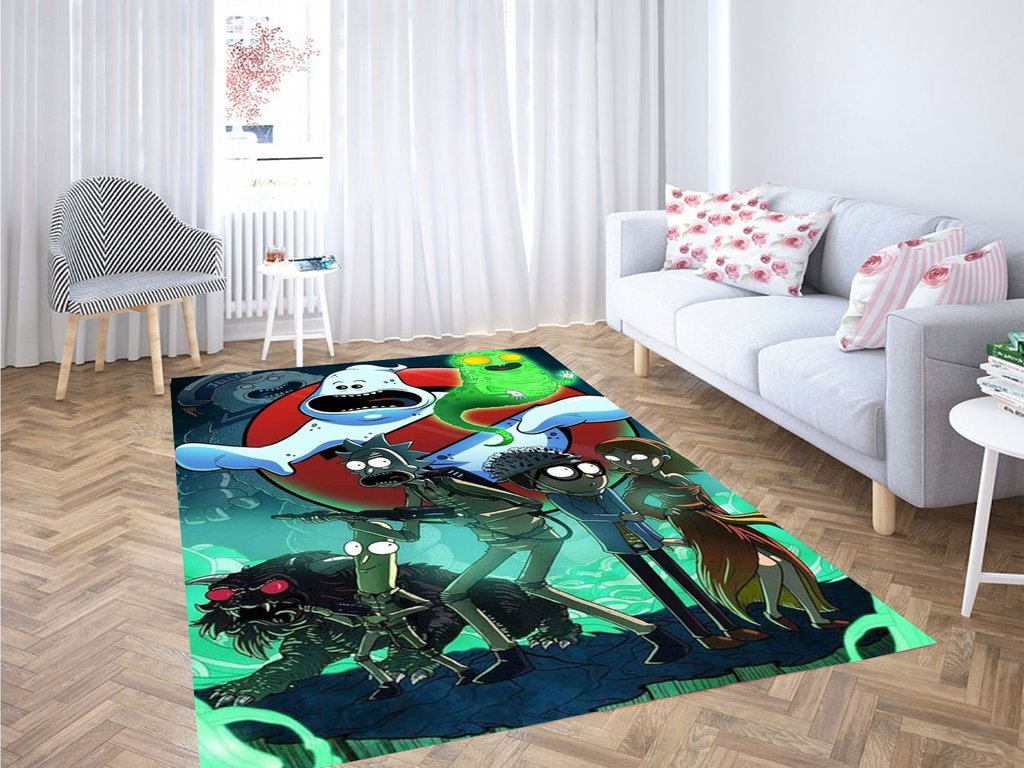 Rick And Morty Ghostbuster Living Room Modern Carpet Rectangle Rug