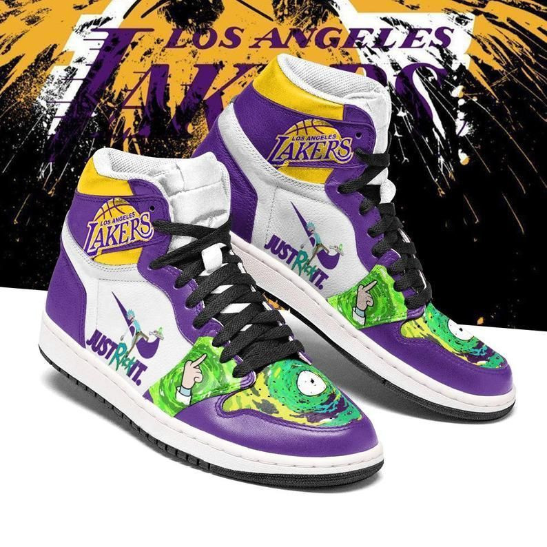 Rick And Morty Los Angeles Lakers NBA Team Sneakers Gift For Fans High Top Air Jordan Sneaker, Air Jordan Hightop