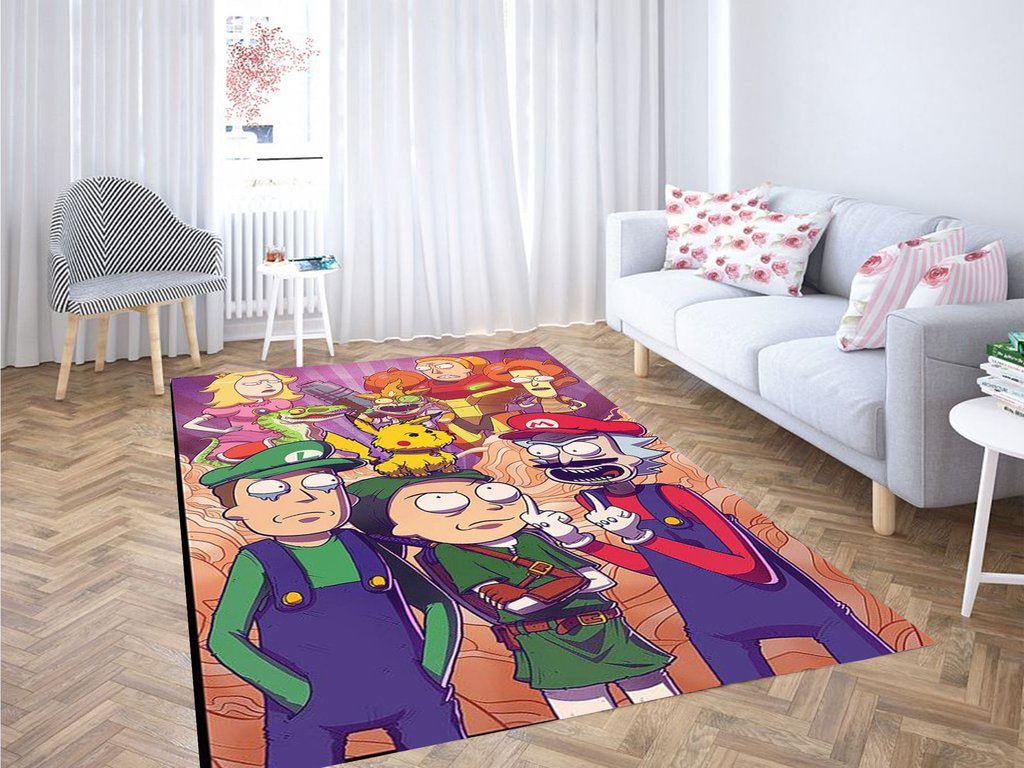 Rick And Morty Mario Bros Living Room Modern Carpet Rectangle Rug