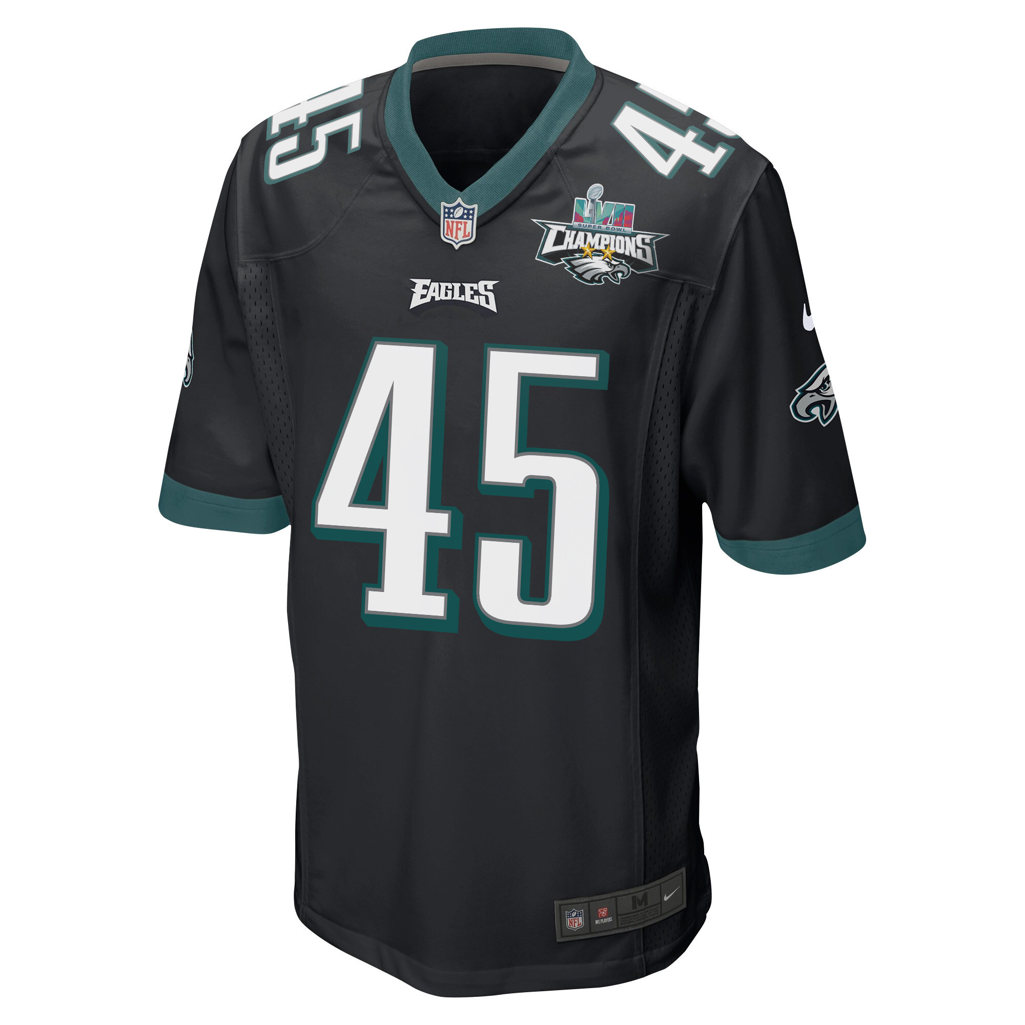 Rick Lovato 45 Philadelphia Eagles Super Bowl LVII Champions 2 Stars Men Game Stitched Jersey – Black