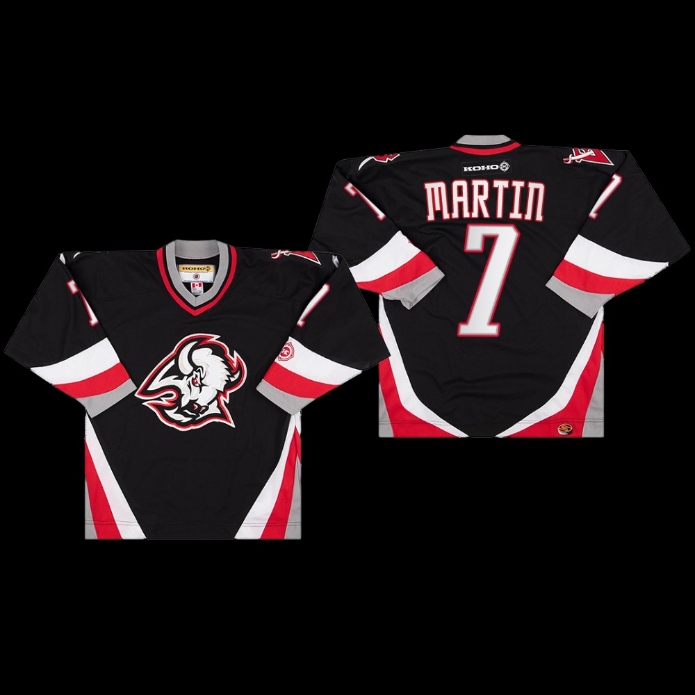 Rick Martin Buffalo Sabres Primary Goathead Logo Black Throwback Jersey