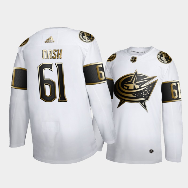 Rick Nash #61 Columbus Blue Jackets Retired Number White Golden Edition Jersey