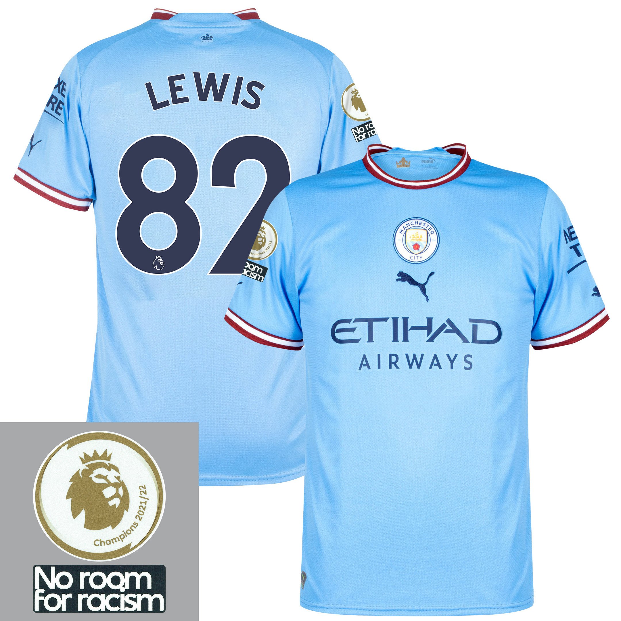 Rico Lewis 82 Manchester City 2022-2023 Home Men Jersey – Sky Blue