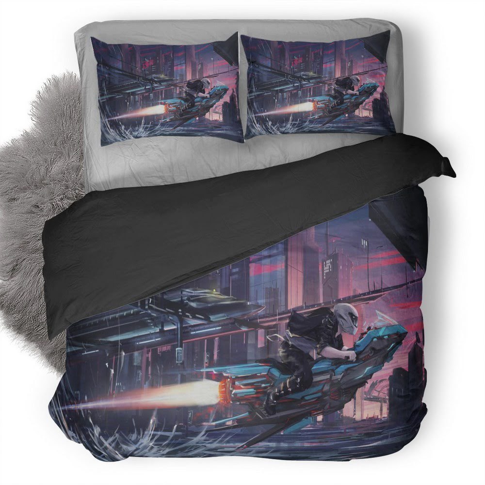 Riding Motorbike 3D Customized Duvet Cover Bedding Set