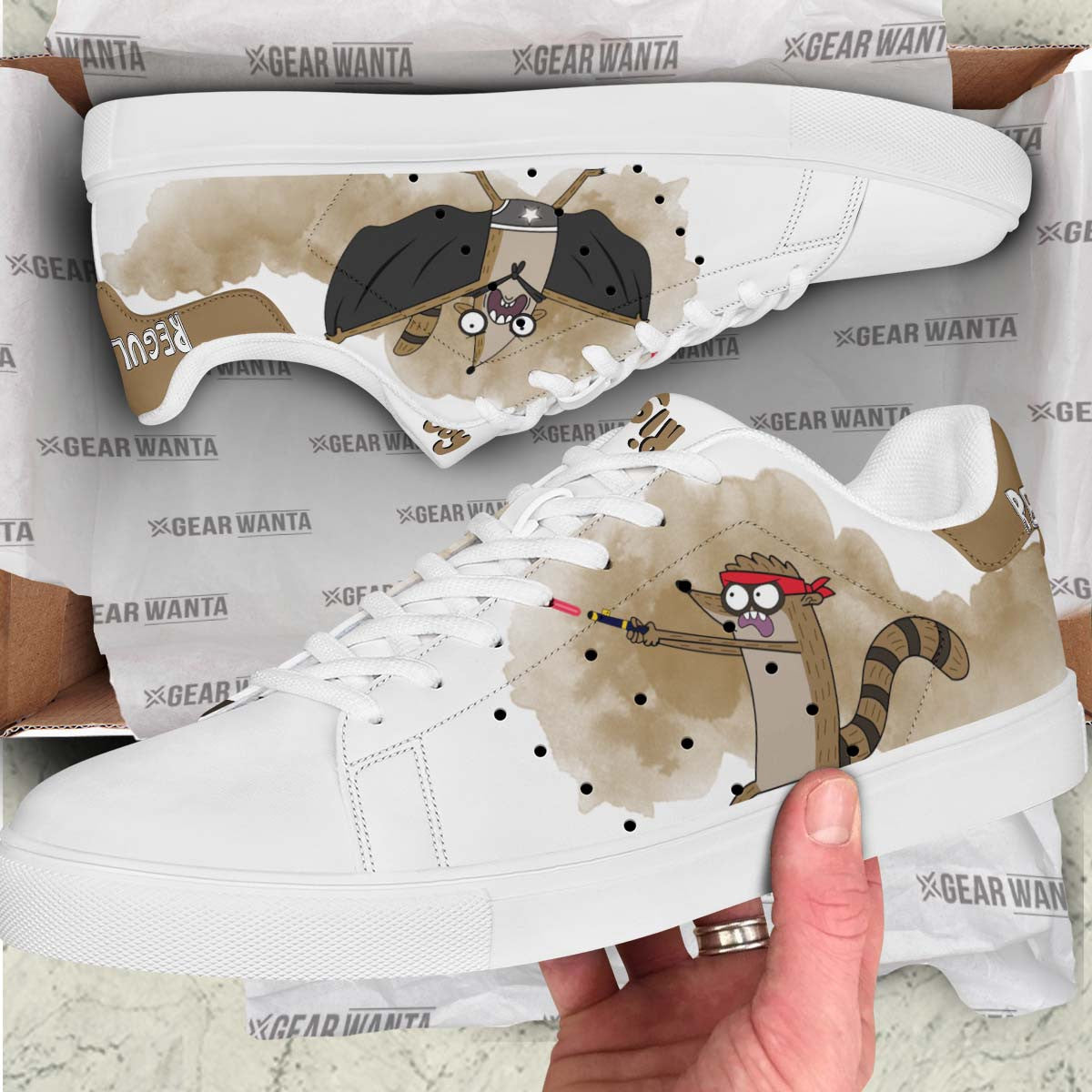 Rigby Regular Show Skate Shoes Custom Color Cartoon Sneakers