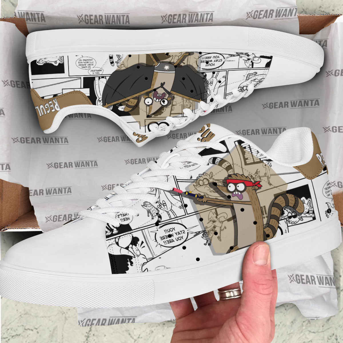 Rigby Regular Show Skate Shoes Custom Comic Style