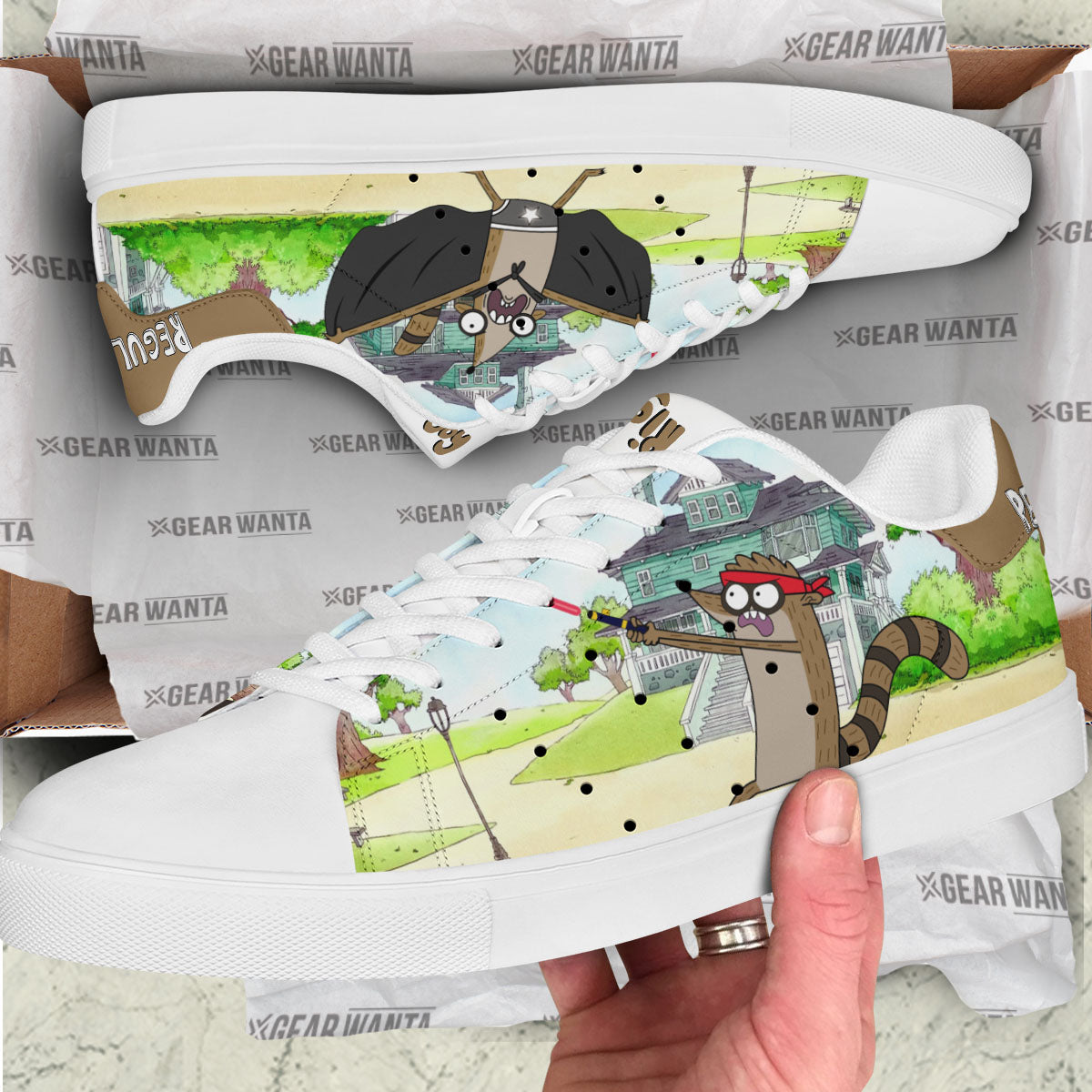 Rigby Skate Shoes Custom Regular Show Cartoon Fans