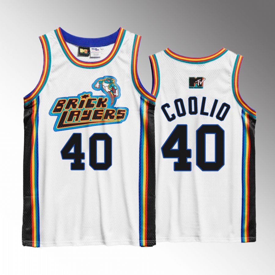 RIP Coolio MTV Bricklayers X Aaliyah Artis Leon Ivey Jr. White #40 Jersey Retro