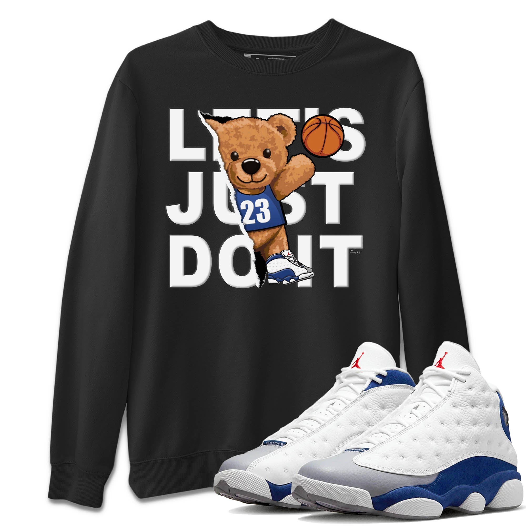 Rip Out Bear Unisex Sweater – Air Jordan 13 French Blue, Sneakers Matching Sweater