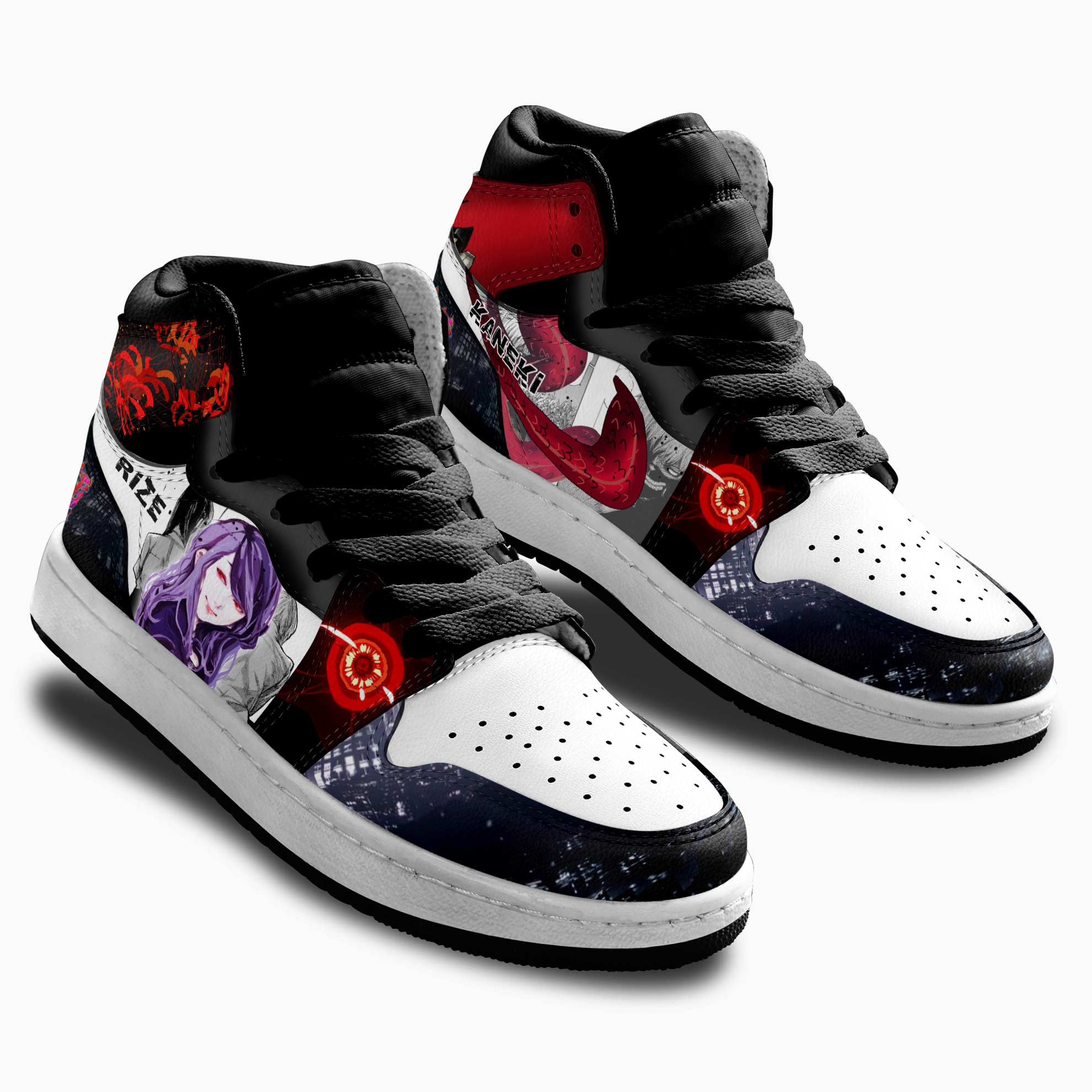 Rize Kamishiro and Ken Kaneki Kids Sneakers Custom Tokyo Ghoul Anime Shoes For Kids