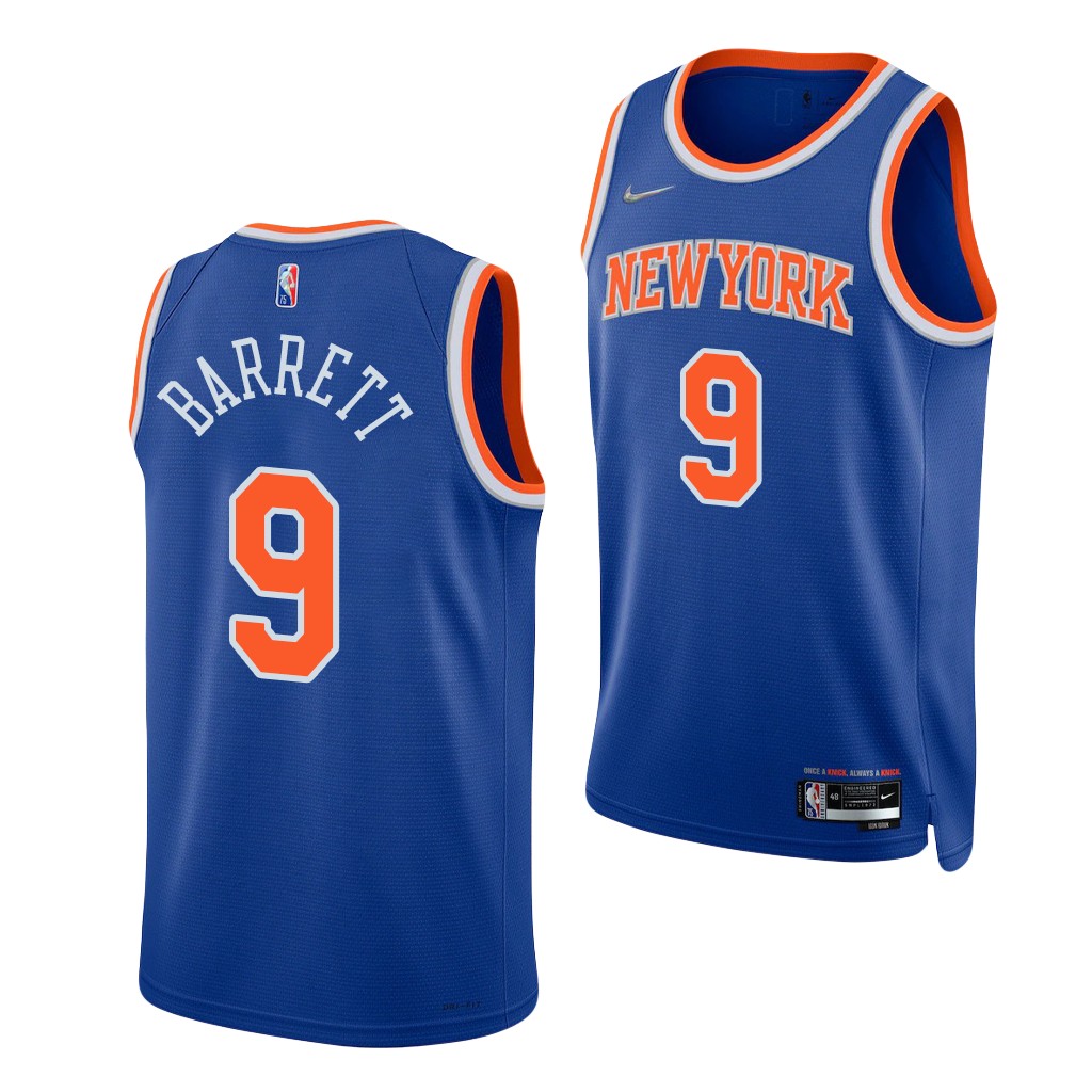 RJ Barrett #9 Knicks 75th Anniversary Blue Jersey Duke Blue Devils 2019 Draft
