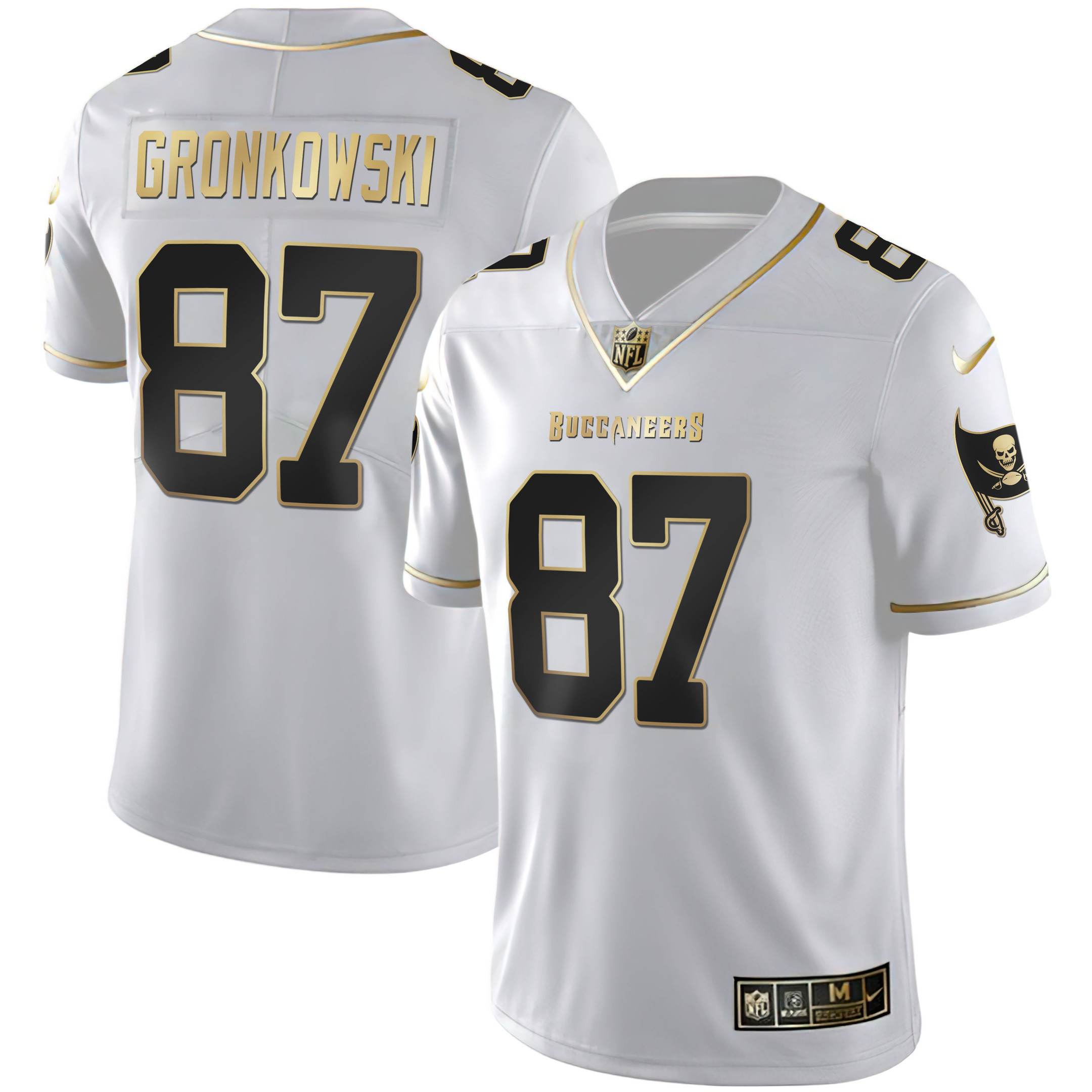 Rob Gronkowski Men's Tampa Bay Buccaneers White Gold & Black Gold White Gold Jersey - All Stitched 