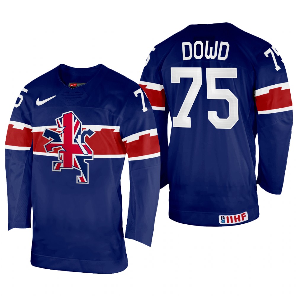 Robert Dowd Great Britain Navy Away Jersey 2022 IIHF World Championship