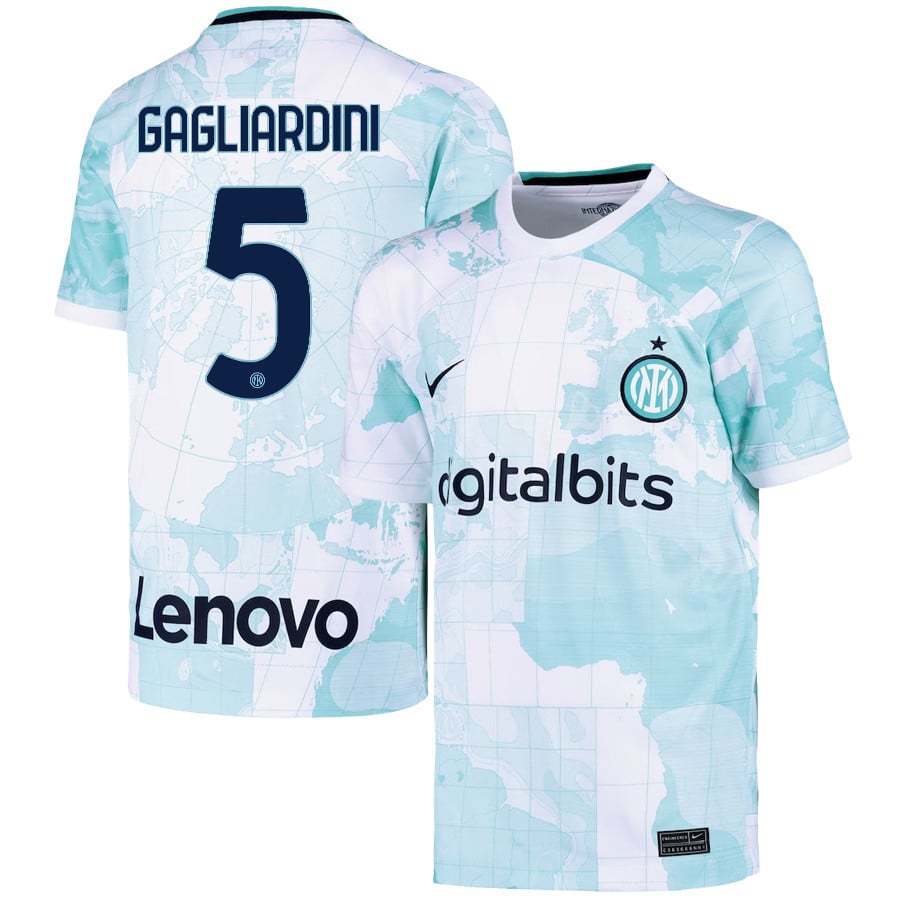 Roberto Gagliardini 5 Inter Milan 2022/23 Away Jersey – Youth, Light Green
