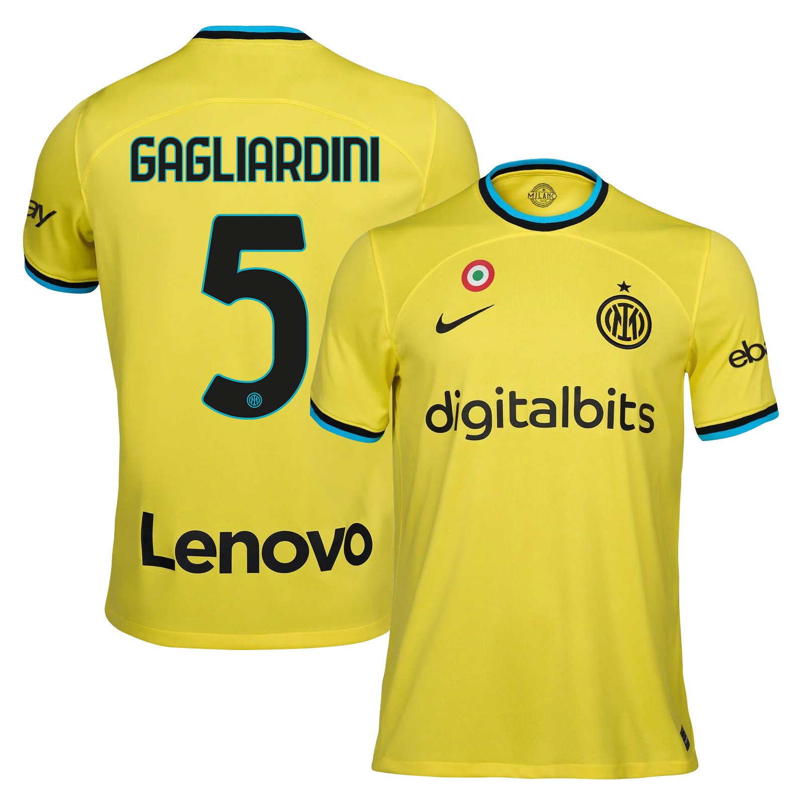 Roberto Gagliardini 5 Inter Milan 2022/23 Third Men Jersey – Yellow