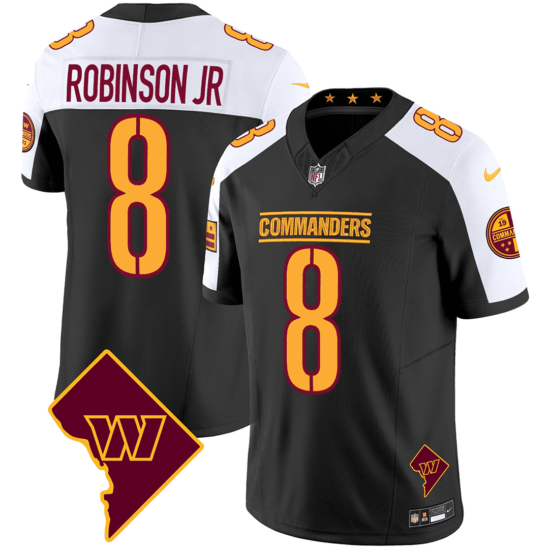 Robinson Jr. Men's Washington Commanders Washington DC Map Patch Black Alternate Jersey - All Stitched 