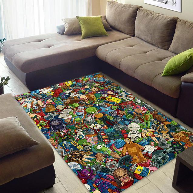 Robots Aliens Toybox Area Rectangle Rug