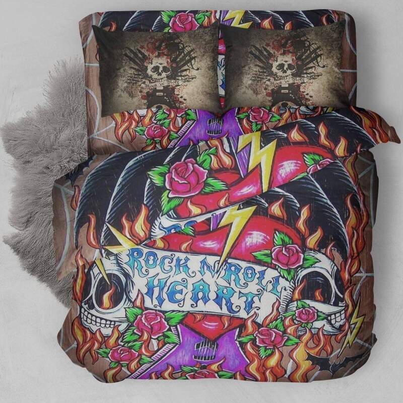 Rock And Roll Heart Duvet Cover Bedding Set