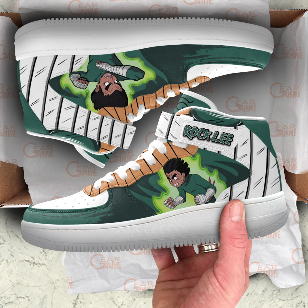 Rock Lee Eight Gates Sneakers Air Mid Custom NRT Anime Shoes