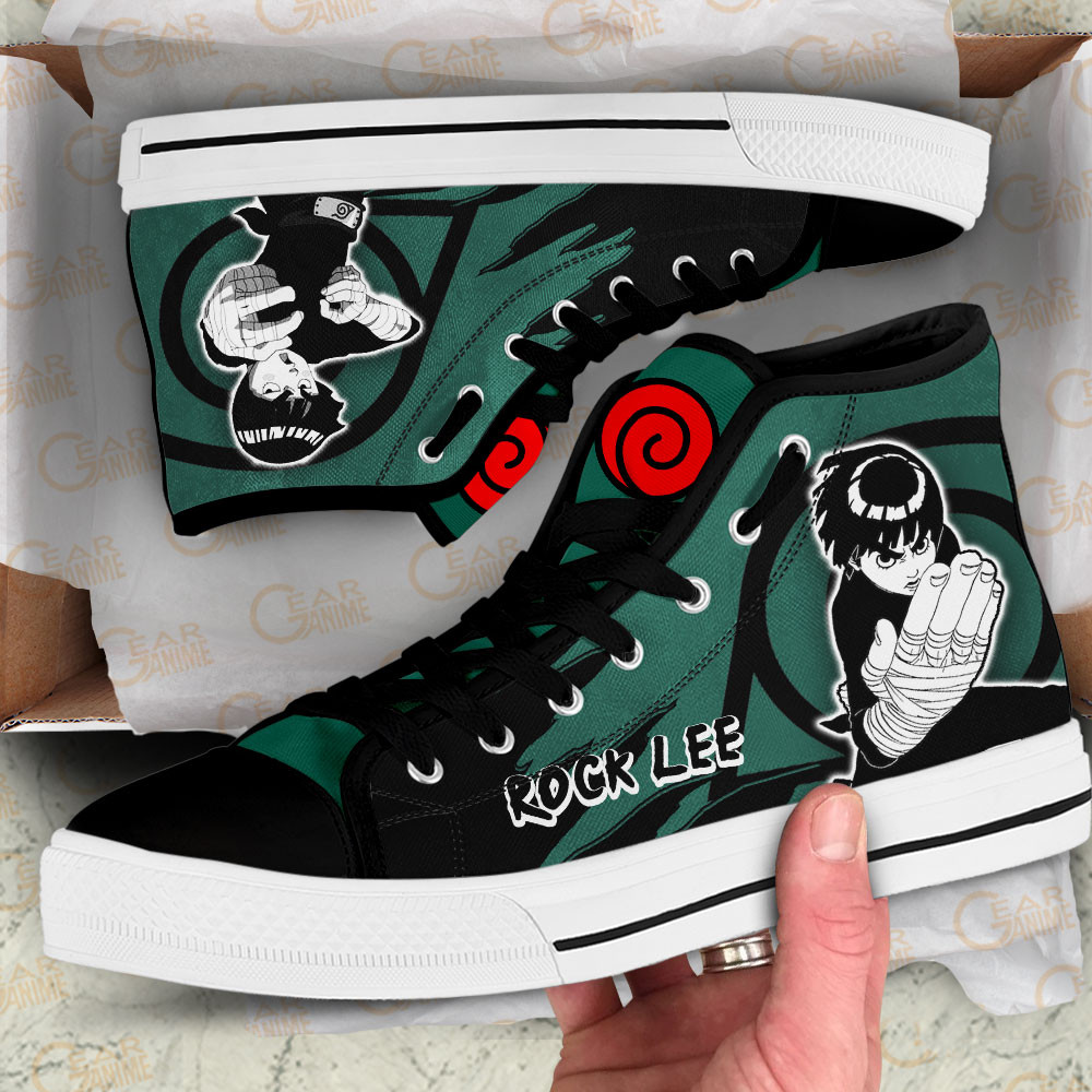 Rock Lee High Top Shoes Anime Sneakers Manga Style