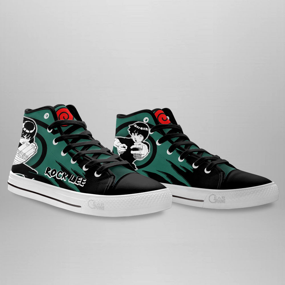 Rock Lee High Top Shoes Anime Sneakers Manga Style