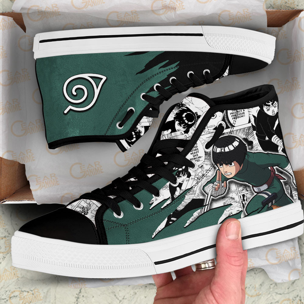 Rock Lee High Top Shoes Custom Anime Sneakers Mix Manga