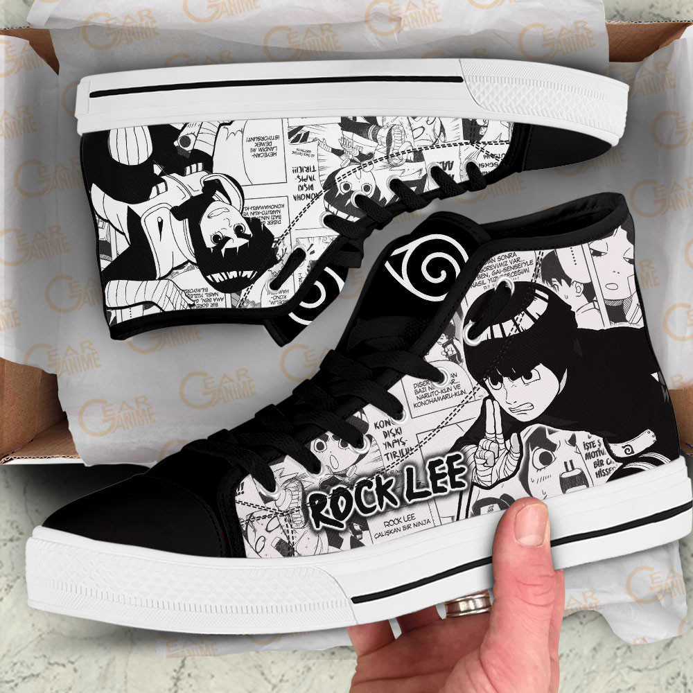 Rock Lee High Top Shoes Custom Manga Anime Sneakers