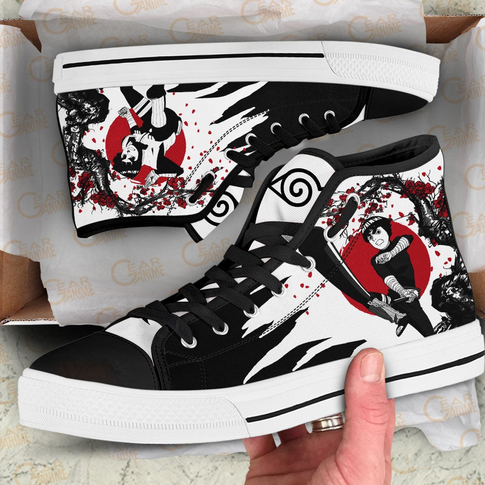 Rock Lee High Top Shoes Custom NRT Anime Sneakers Japan Style