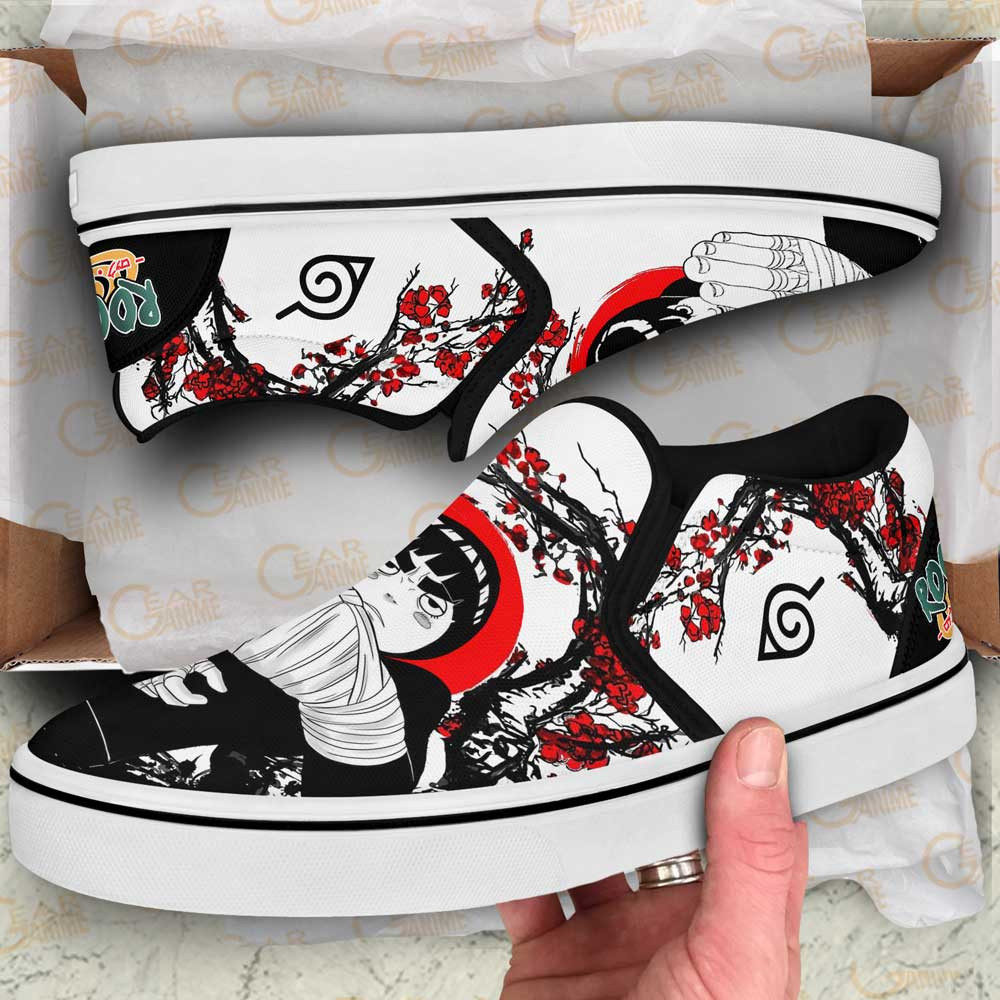 Rock Lee Slip-On Shoes Canvas Custom Japan Blossom Anime Shoes