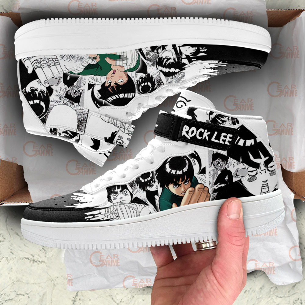 Rock Lee Sneakers Air Mid Custom Anime Shoes Mix Manga