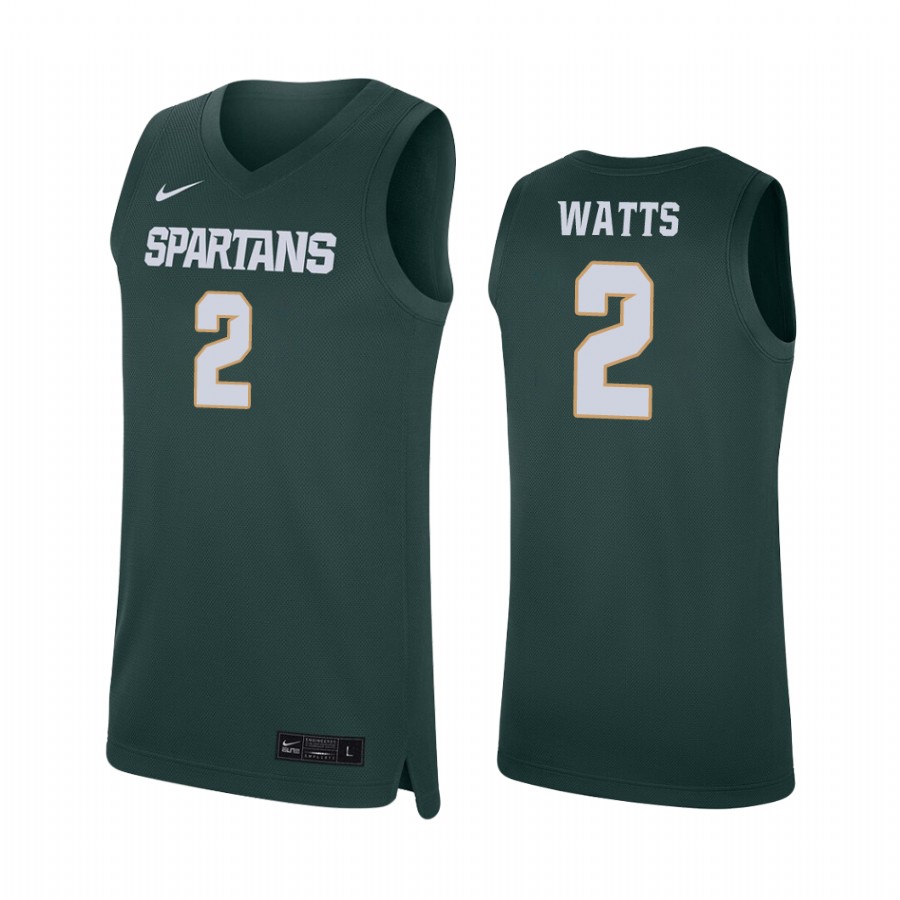 Rocket Watts Michigan State Spartans #2 College Jersey - Green