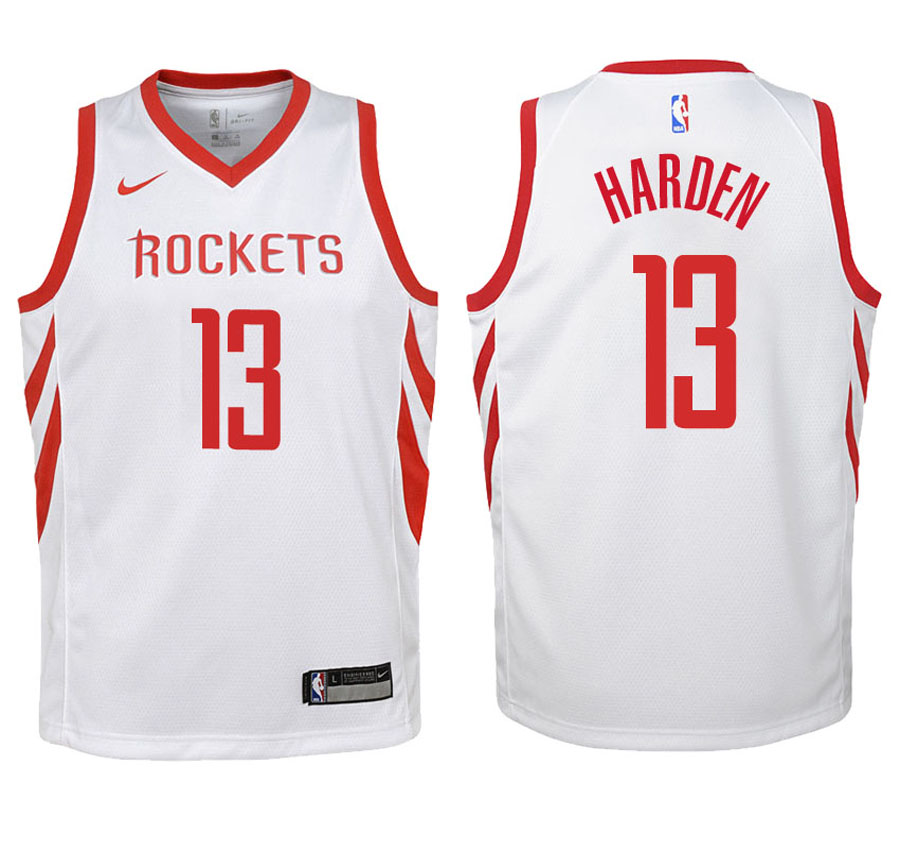 Rockets Youth James Harden #13 2017-18 Association White Jersey