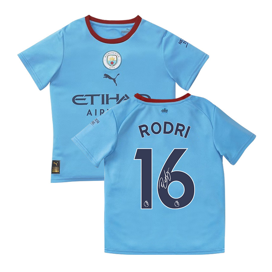 Rodri 16 Signed Manchester City 2022/23 Hom Jersey – Youth