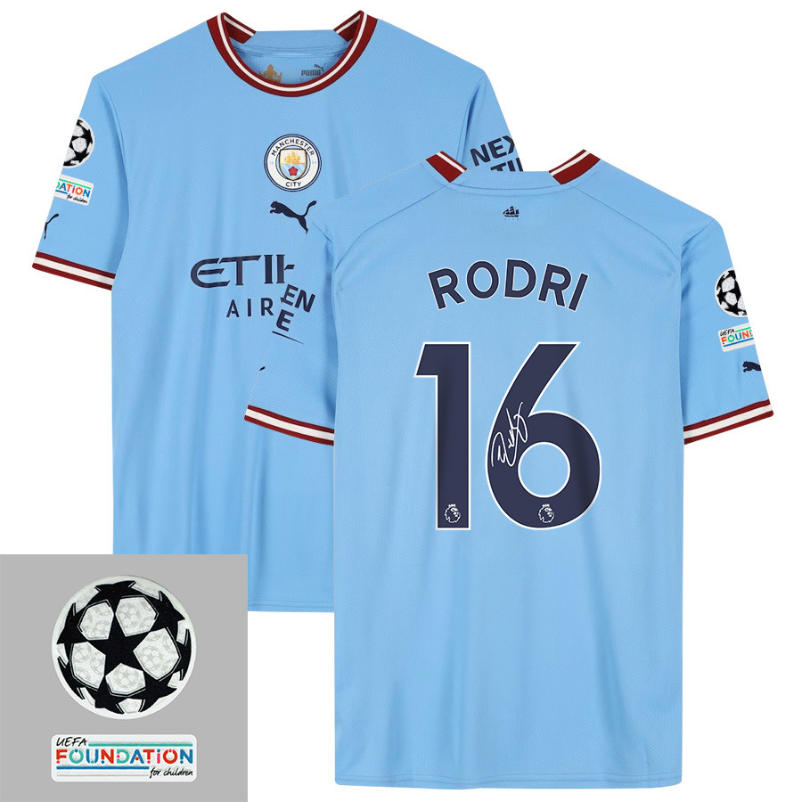 Rodri 16 Signed Manchester City 2022/23 Home Men Soccer Jersey – Blue Rodri 16 Signed Manchester City 2022/23 Home Men Soccer Jersey – Blue