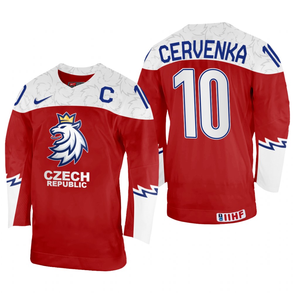 Roman Cervenka Czechia Red Away Jersey 2022 IIHF World Championship