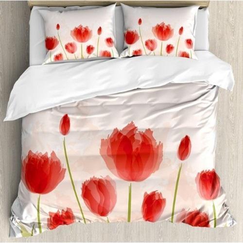 Romantic Tulip Blooms Flower Duvet Cover Bedding Set