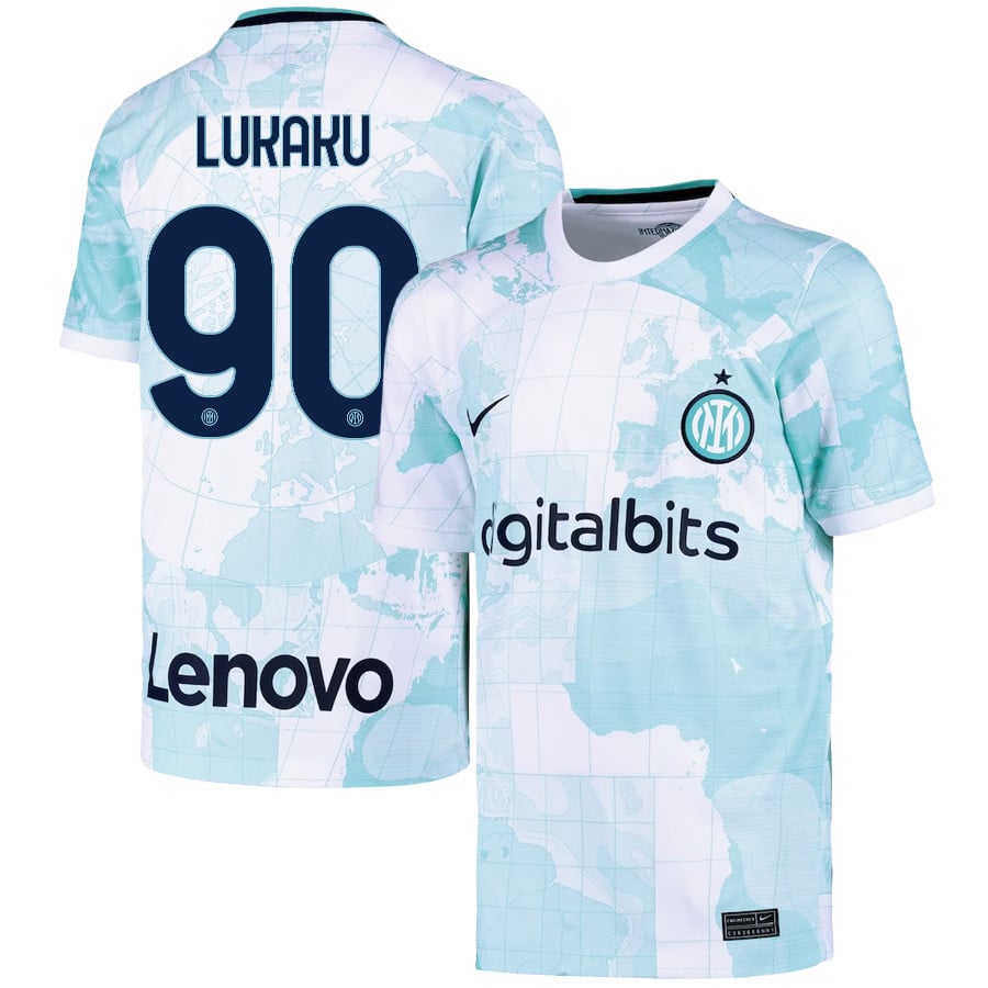 Romelu Lukaku 90 Inter Milan 2022/23 Away Jersey – Youth, Light Green