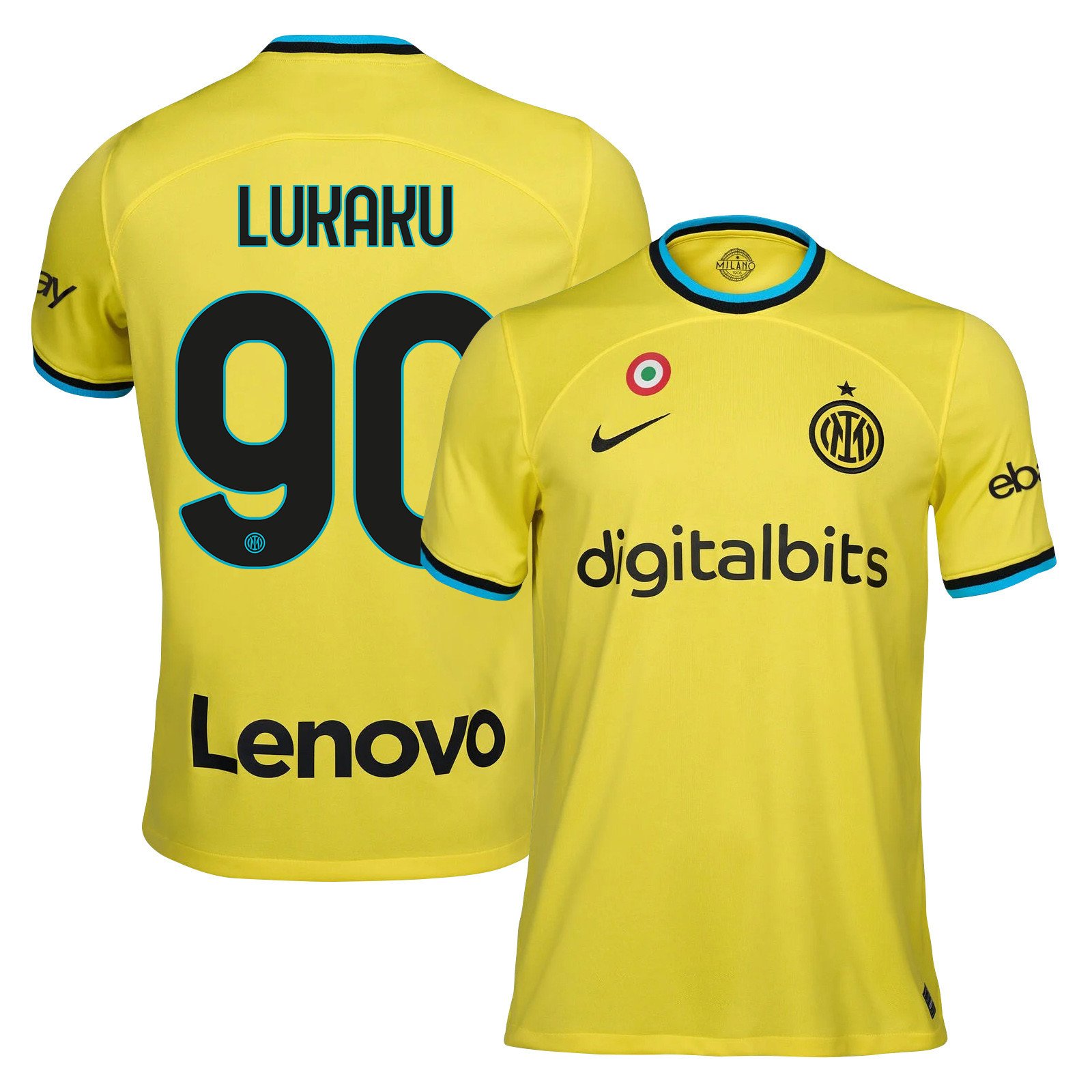 Romelu Lukaku 90 Inter Milan 2022/23 Third Men Jersey – Yellow