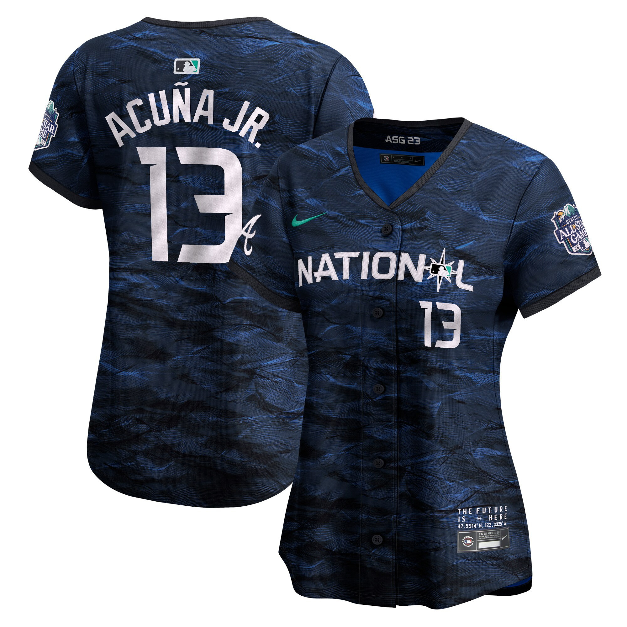 Ronald Acuña Jr. Women's National League 2023 All-Star Game Royal Jersey - All Stitched