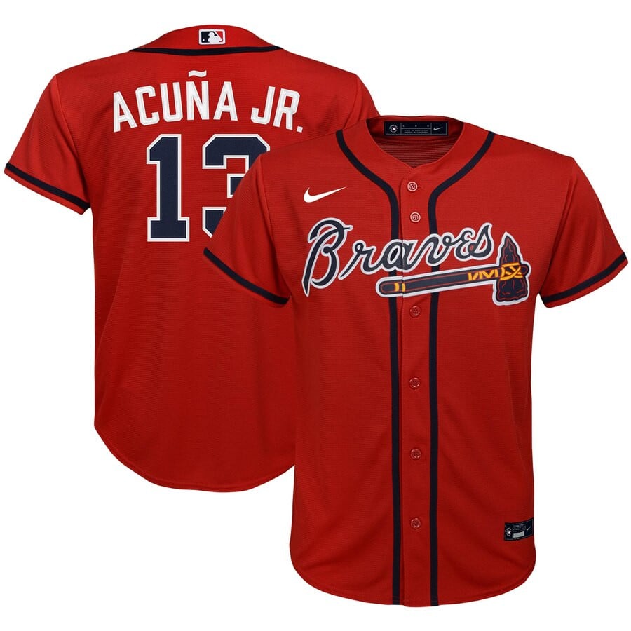 Ronald Acuna Jr. Atlanta Braves Nike Youth Alternate 2020  Player Stitched Jersey – Red