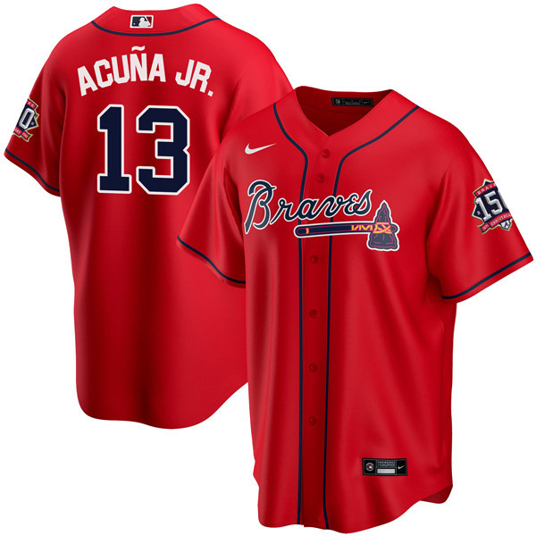 Ronald Acuna Jr. Atlanta Braves Red Cool Base Jersey - All Stitched