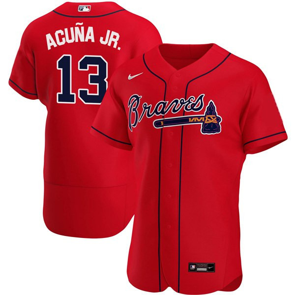 Ronald Acuna Jr. Atlanta Braves Red Flex Base Jersey - All Stitched